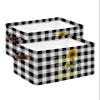2 Pack Large Storage Baskets Bins Summer Sunflower Collapsible Storage Box Laundry Organizer for Closet Shelf Nursery Kids Bedroom Black Plaid Summer Flower Bee view 1