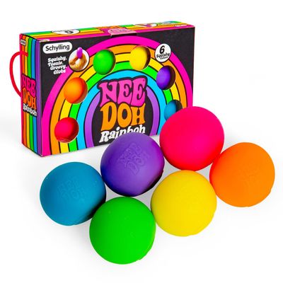Schylling NeeDoh Rainboh Teenie - Sensory Squeeze Toy - Contains 6 Mini Groovy Globs - 1.5" Wide - Multicolored