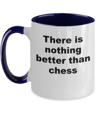 11 Oz White Ceramic Two Tone Chess Mug, Gifts For Chess Lovers and Players