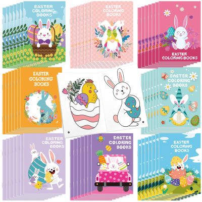 Sinmoe 48 Pcs Mini Easter Coloring Books Bulk Happy Easter Activity Books for Basket Supplies Stuffers Coloring Gifts for Activity Decorations