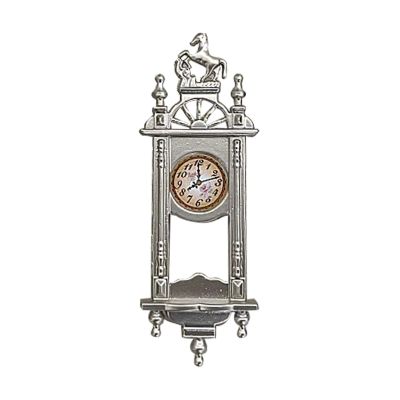 1:12 Dollhouse Wall Clock Dollhouse Decoration Accessories Miniature Scene Model Mini Pendulum for Living Room Study Bedroom Decoration, Argent