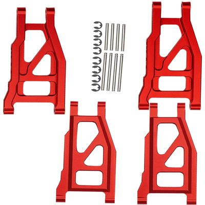 hopsupRC Front Rear Suspension Arm Upgrades Part for 1/10 Slash 4x4 VXL/Rustler 4x4 VXL/Stampede 4x4 VXL/Hoss 4x4 VXL 4wd,4pcs Aluminum A Arms (More Durable Arm) Hops Up,Red