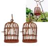 1:12 Dollhouse Miniature Furniture Metal Bird Cage, 2Pcs Dollhouse Iron Birdcage Rusty Simulation Metal Bird Cage for Dollhouse Accessories view 2