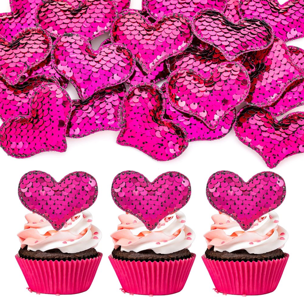 24Pcs Valentines Day Heart Cupcake Toppers Rose Red Valentines Day Cupcake Picks Decorations for Valentine's Day Theme Wedding Engagement Bridal Shower Birthday Party Cake Decorations Supplies