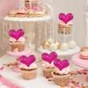 24Pcs Valentines Day Heart Cupcake Toppers Rose Red Valentines Day Cupcake Picks Decorations for Valentine's Day Theme Wedding Engagement Bridal Shower Birthday Party Cake Decorations Supplies view 4
