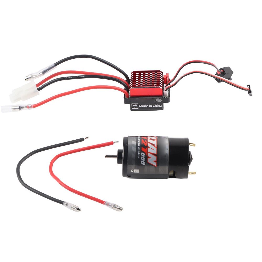 SUNGOOYUE RC Car Motor,550 Brushed Motor 360A Brushed Electronic Speed Controller ESC Fit for 1/10 RC Car (12T)