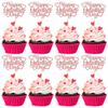 24Pcs Happy Galentine's Day Cupcake Toppers Rose Gold Glitter Sweet Love Valentine Cupcake Picks for Valentine's Day Theme Birthday Party Cake Decorations Supplies view 1