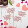 24Pcs Happy Galentine's Day Cupcake Toppers Rose Gold Glitter Sweet Love Valentine Cupcake Picks for Valentine's Day Theme Birthday Party Cake Decorations Supplies view 3