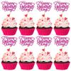24Pcs Happy Galentine's Day Cupcake Toppers Rose Red Glitter Sweet Love Valentine Cupcake Picks for Valentine's Day Theme Birthday Party Cake Decorations Supplies view 1