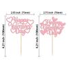 24Pcs Happy Valentine's Day Cupcake Toppers with Heart Glitter Sweet Love Theme Cupcake Picks Valentine's Day Cake Decorations for Valentine's Day Theme Birthday Party Supplies Pink view 2
