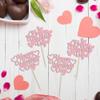 24Pcs Happy Valentine's Day Cupcake Toppers with Heart Glitter Sweet Love Theme Cupcake Picks Valentine's Day Cake Decorations for Valentine's Day Theme Birthday Party Supplies Pink view 3