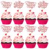 24Pcs Happy Valentine's Day Cupcake Toppers with Heart Rose Gold Glitter Sweet Love Theme Cupcake Picks Valentine's Day Cake Decorations for Valentine's Day Theme Birthday Party Supplies view 1