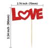 24Pcs Valentine's Day Love Cupcake Toppers Glitter Pink Bow Sweet Love Cupcake Picks Valentine's Day Theme Wedding Engagement Bridal Shower Birthday Party Cake Decorations Supplies Red view 2