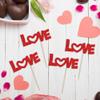 24Pcs Valentine's Day Love Cupcake Toppers Glitter Pink Bow Sweet Love Cupcake Picks Valentine's Day Theme Wedding Engagement Bridal Shower Birthday Party Cake Decorations Supplies Red view 3