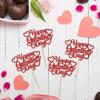 24Pcs Happy Galentine's Day Cupcake Toppers Red Glitter Sweet Love Valentine Cupcake Picks for Valentine's Day Theme Birthday Party Cake Decorations Supplies view 3