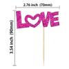 24Pcs Love Valentine's Day Cupcake Toppers Pink Bow Glitter Sweet Love Cupcake Picks Valentine's Day Theme Wedding Engagement Bridal Shower Birthday Party Cake Decorations Supplies Rose Red view 2