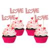 24Pcs Love Cupcake Toppers Glitter with Pink Bow Valentine's Day Cupcake Picks for Valentine's Day Theme Wedding Engagement Bridal Shower Birthday Party Supplies Rose Gold view 1