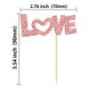 24Pcs Love Cupcake Toppers Glitter with Pink Bow Valentine's Day Cupcake Picks for Valentine's Day Theme Wedding Engagement Bridal Shower Birthday Party Supplies Rose Gold view 2