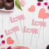 24Pcs Valentine's Day Love Cupcake Toppers Glitter Pink Bow Sweet Love Cupcake Picks Valentine's Day Theme Wedding Engagement Bridal Shower Birthday Party Cake Decorations Supplies Pink view 3