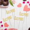24Pcs Love Cupcake Toppers Glitter with Pink Bow Valentine's Day Cupcake Picks for Valentine's Day Theme Wedding Engagement Bridal Shower Birthday Party Supplies Gold view 3
