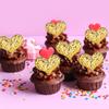 24Pcs Love Heart Cupcake Toppers Sequin Heart Gold Valentines Day Cupcake Picks Decorations for Valentine's Day Theme Wedding Engagement Bridal Shower Birthday Party Cake Decorations Supplies view 3
