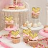 24Pcs Love Heart Cupcake Toppers Sequin Heart Gold Valentines Day Cupcake Picks Decorations for Valentine's Day Theme Wedding Engagement Bridal Shower Birthday Party Cake Decorations Supplies view 4