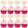 24Pcs Happy Galentine's Day Cupcake Toppers Gold Glitter Sweet Love Valentine Cupcake Picks for Valentine's Day Theme Birthday Party Cake Decorations Supplies view 1