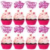 24Pcs Happy Valentine's Day Cupcake Toppers with Heart Rose Red Glitter Sweet Love Theme Cupcake Picks Valentine's Day Cake Decorations for Valentine's Day Theme Birthday Party Supplies view 1