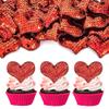 24Pcs Valentines Day Heart Cupcake Toppers Red Valentines Day Cupcake Picks Decorations for Valentine's Day Theme Wedding Engagement Bridal Shower Birthday Party Cake Decorations Supplies view 1