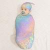 Muishi Holographic Leopard Newborn Swaddle Blankets Hat Sets Soft Baby Receiving Blanket Swaddle Sack for Baby Shower Infant Boy Girl Gift view 3