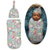 Muishi Horse and Flower Newborn Swaddle Blankets Hat Sets Soft Baby Receiving Blanket Swaddle Sack for Baby Shower Infant Boy Girl Gift view 2