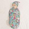 Muishi Horse and Flower Newborn Swaddle Blankets Hat Sets Soft Baby Receiving Blanket Swaddle Sack for Baby Shower Infant Boy Girl Gift view 3