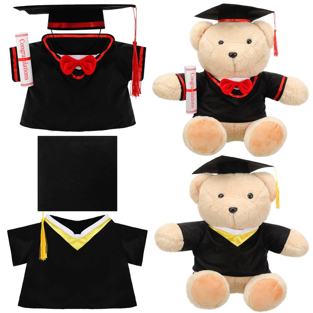 2 Sets Graduation Bear Clothes Graduation Cap and Gown Outfit Fits Most 14-18 Inch Bears Stuffed Animal Clothes Stuffed Animal Clothing Bear Costume for Make Your Own Stuffed Animals Graduation Gifts