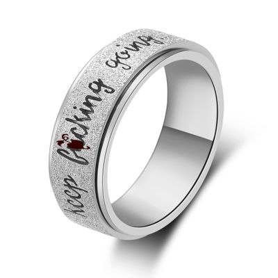 LuckyAmor Fidget Ring Men Anti Anxiety RingPersonalized Inspirational Mantra Stainless Steel Silver Black Rainbow Spinning Ring for Men Women Friend Encouragement Gift width:8MM size 7 8 9 10 11 12