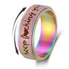 LuckyAmor Fidget Ring Men Anti Anxiety RingPersonalized Inspirational Mantra Stainless Steel Silver Black Rainbow Spinning Ring for Men Women Friend Encouragement Gift width:8MM size 7 8 9 10 11 12 view 1