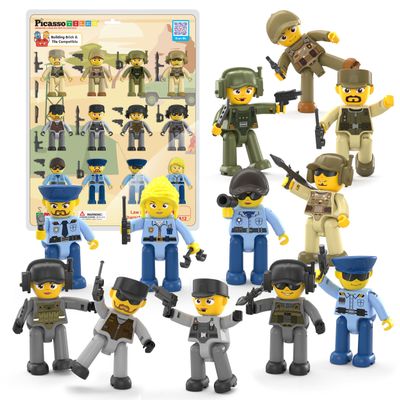 Picasso Toys Magnetic Action Figures Character Law Enforcement for Construction Building Block Tiles Toy Set Magnet Expansion Variety Pack Educational STEM Learning Kit Pretend Playset PTA12
