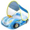 Toddler Pool Float with UPF50+ Adjustable Canopy Car Shaped Baby Swimming Float Infant Baby Floatie Boat for Kids 3+ YearsBlue Car view 1