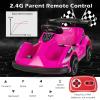 Costzon 6V Racer Go Kart with 2.4G Remote Control, Electric Kids Ride-on Toy with Safety Belt, Music, USB Port, Forward/Backward, 2MPH Max Speed, Battery Powered Go Kart for Kids 37-96 Months (Pink) view 4
