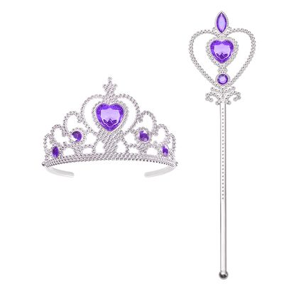 Vicloon Princess Dress Up Accessories, 2PCS Princess Crown and Wands for Little Girls, Jewelry Toy Gifts for Toddler Girls Christmas Party Cosplay Set for 3+ Years Old