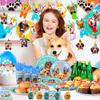 159 Pcs Puppy Birthday Party Decorations, 16 Guests Dog Birthday Tableware Set Dog Party Plates Cups Napkins Tablecloth Banner Balloon Cake Topper etc Puppy Themed Party Supplies view 4