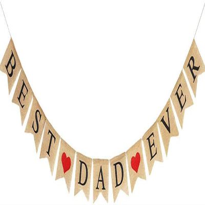 BEST DAD EVER Banner FATHER'S DAY Banner Burlap Bunting Banner Red Heart Burlap Banner for Father' s Day Party Supplies