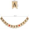 BEST DAD EVER Banner FATHER'S DAY Banner Burlap Bunting Banner Red Heart Burlap Banner for Father' s Day Party Supplies view 2