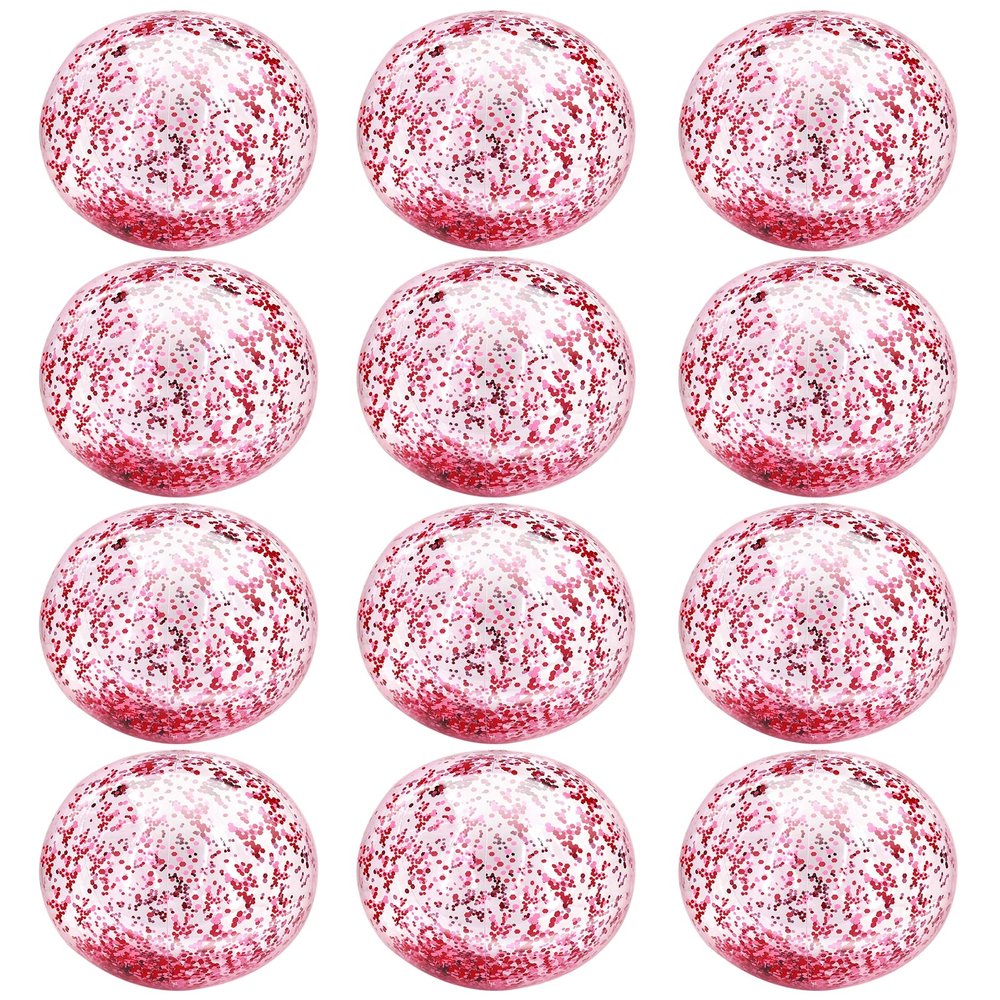 12 Pack Inflatable Beach Balls Bulk 16" Pink Glitters Pool Toys Balls for Pool, Beach, Summer Pool Party - Swimming Pool Game Water Beach Toys Kid Party Favor Decorations Summer Blow Up Beach Ball