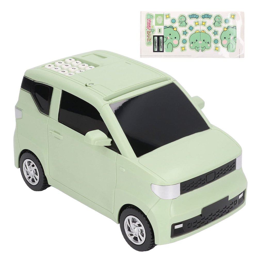 Kids Piggy Bank for Boys, Mini Car Electronic Piggy Bank for Kids, Car Automatic Rolling Fingerprint Unlock Mini Coin Bank Car Lover Gifts(Green)
