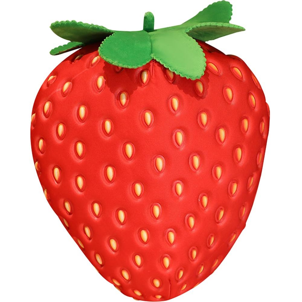Kisangel Stuffed Plush Strawberry Pillow, 13.77 inch Cute Bedding Throw Pillow Soft Fruits Birthday Cushion Seat Items, Red
