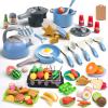 Zero Zoo 105Pcs Kids Kitchen Toy Accessories, Toddler Pretend BBQ Camping Cooking Playset, Play Pots, Pans, Utensils Cookware Toys, Play Food Set, Vegetables, Learning Gift for Girls Boys view 1