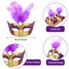 12 Mini Mardi Gras Masks, Small Feather Eye Masks for Women - Bulk Pack for Mardi Gras Decorations & Party Costumes (Purple) view 2