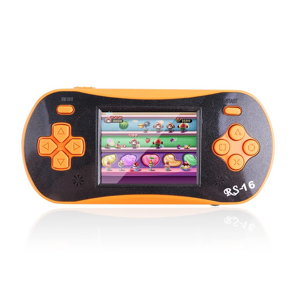 FAMILY POCKET RS16 Portable Classic Game Controller - Built-in 260 Games, 2.5 inch LCD, Retro Arcade Video Game System - Children's Birthday Gift (Orange)