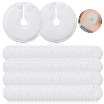 100 Pieces G Tube Pads G Tube Button Covers Peg Feeding Supplies Feeding Pads Holder Peritoneal Abdominal Soft Absorbent Button Covers Holder for Nursing Care