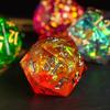 Cusdie Single D20 DND Dice with Sharp Edges and Glitter Foil Inclusions, 20 Sided D&D Dice, 33mm Handcrafted, for Role Playing Game (Orange/SG) view 4